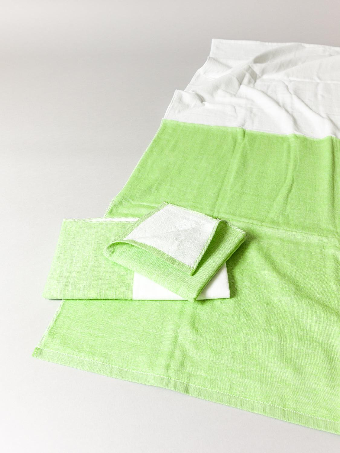 Two Tone Chambray Towel - Green
