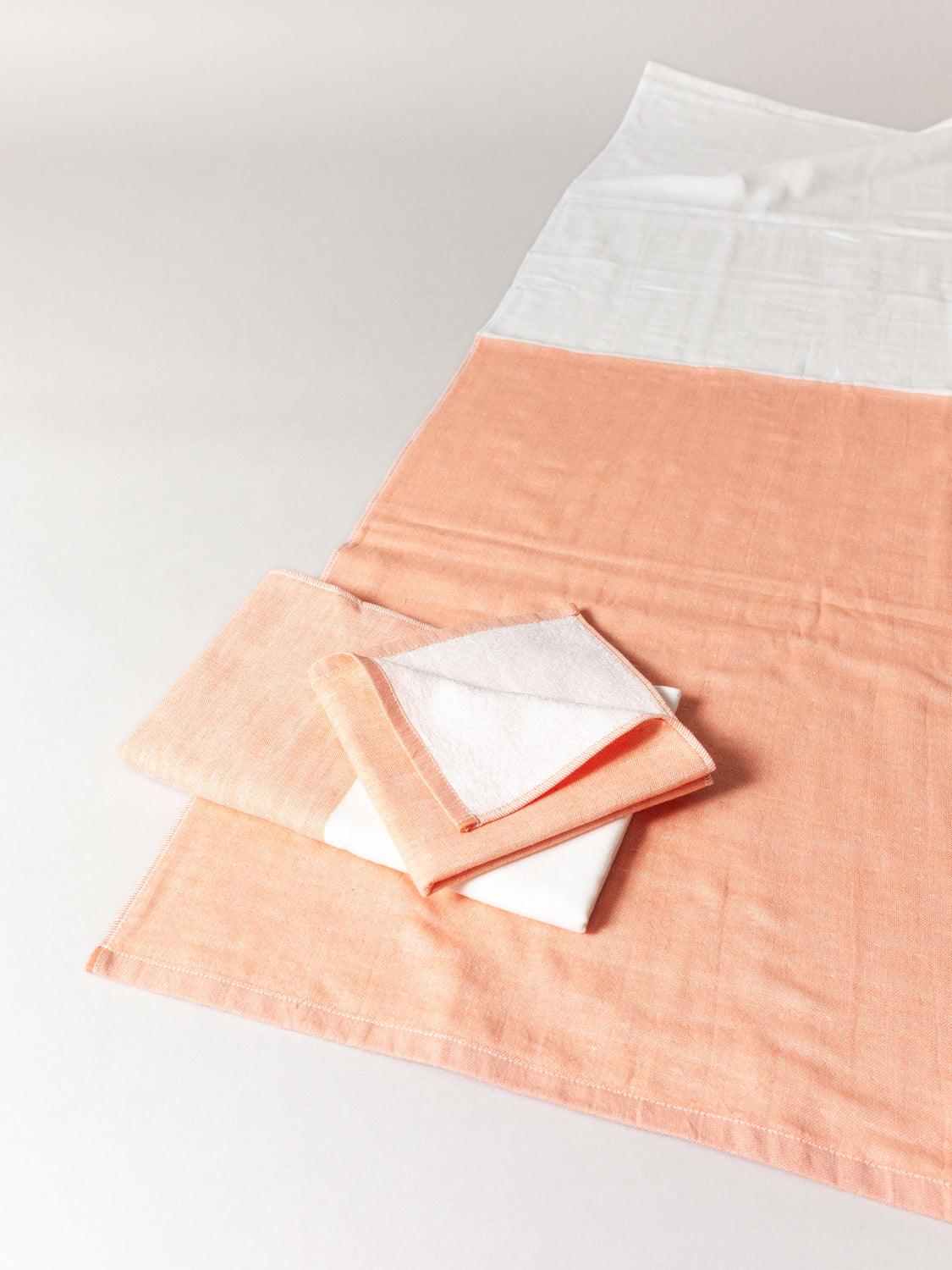 Two Tone Chambray Towel - Orange