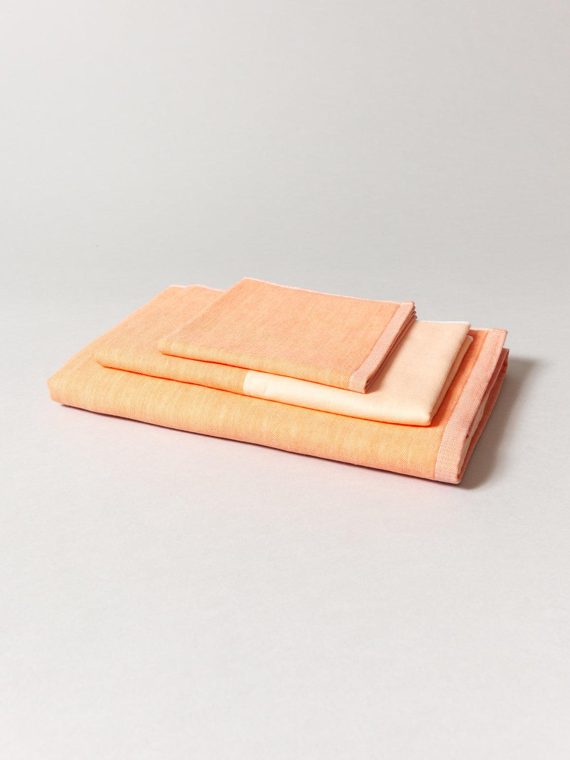 Two Tone Chambray Towel - Orange