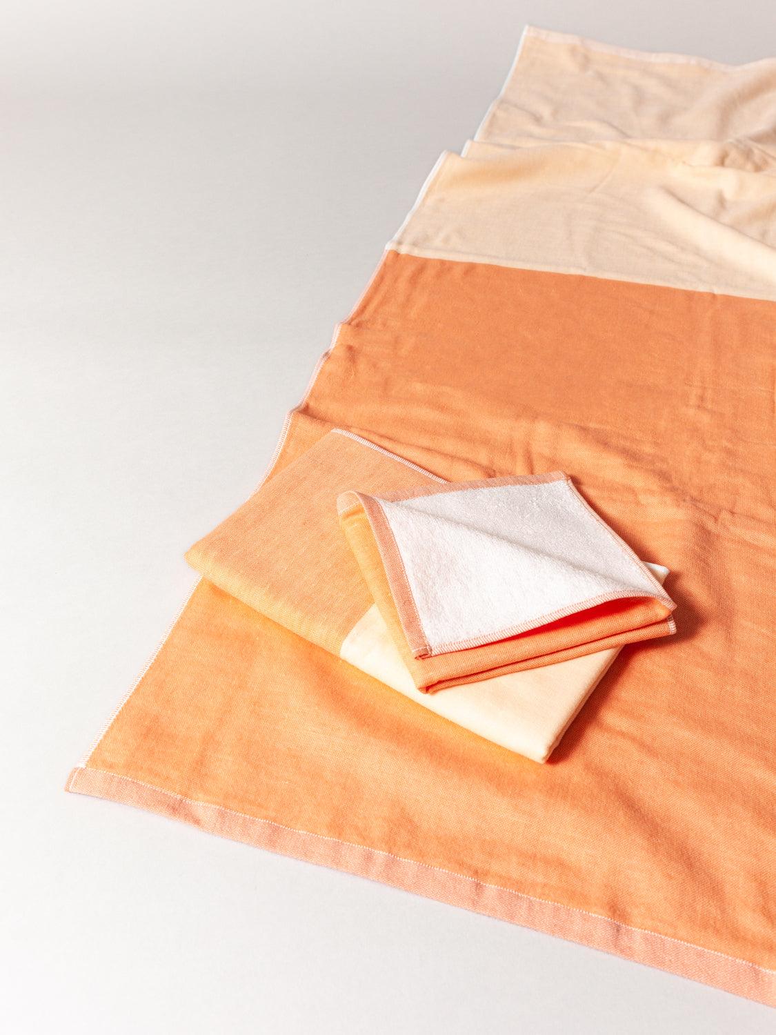 Two Tone Chambray Towel - Orange