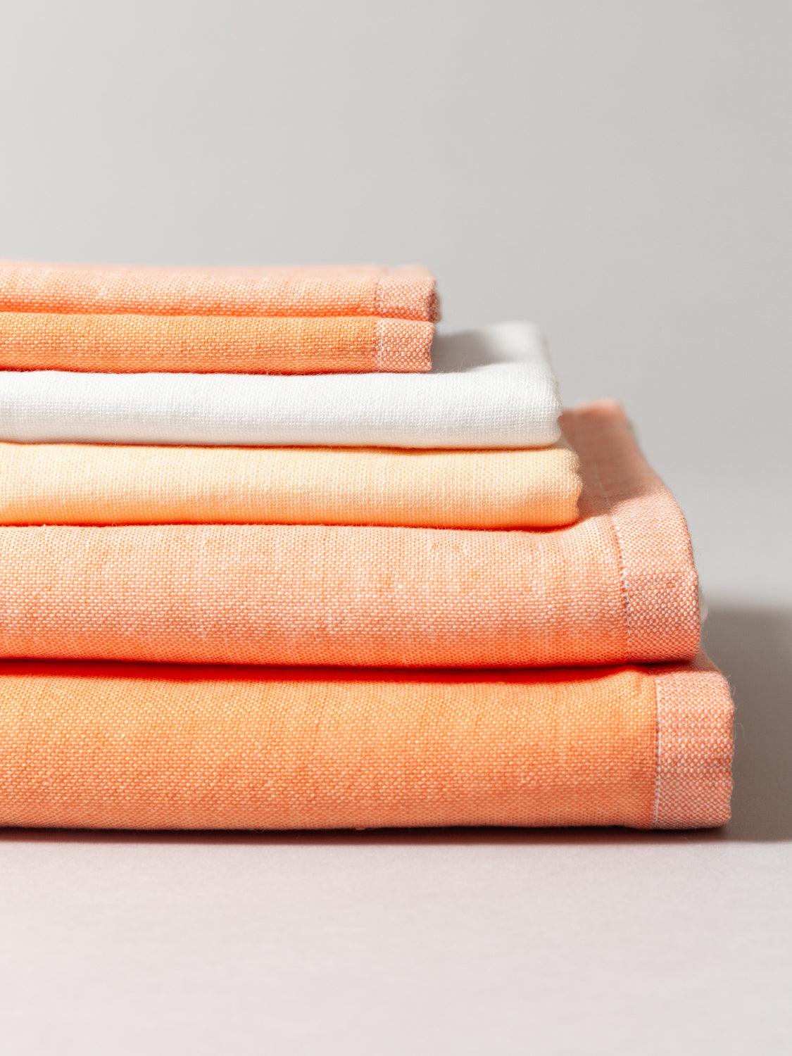 Two Tone Chambray Towel - Orange