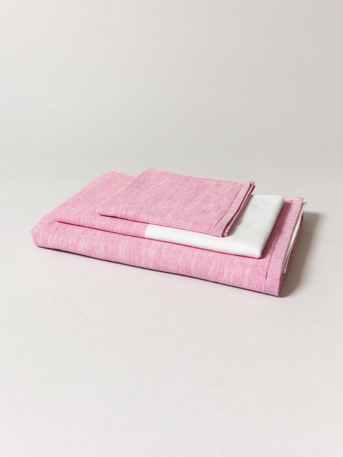 Two Tone Chambray Towel - Pink