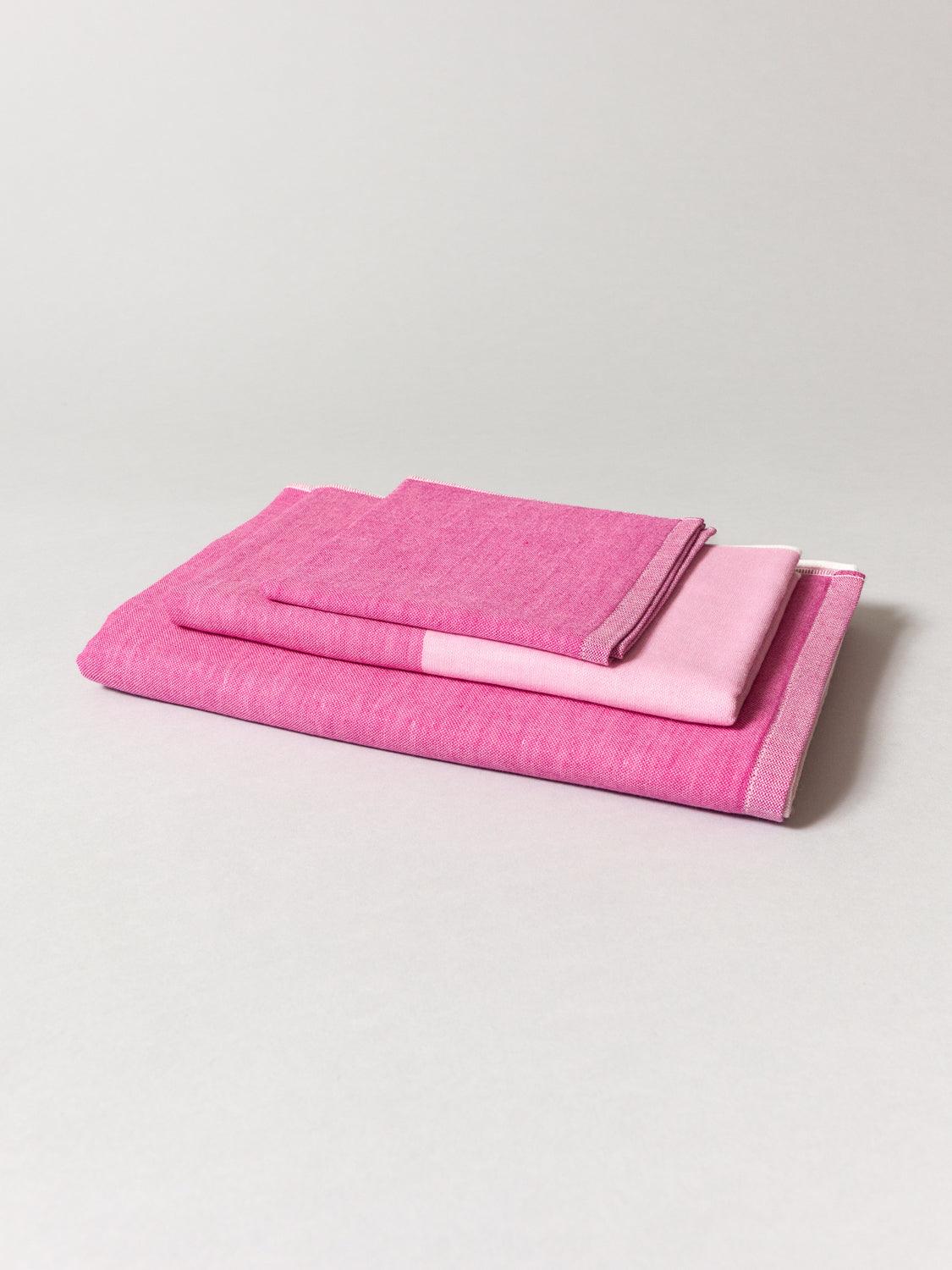 Two Tone Chambray Towel - Pink