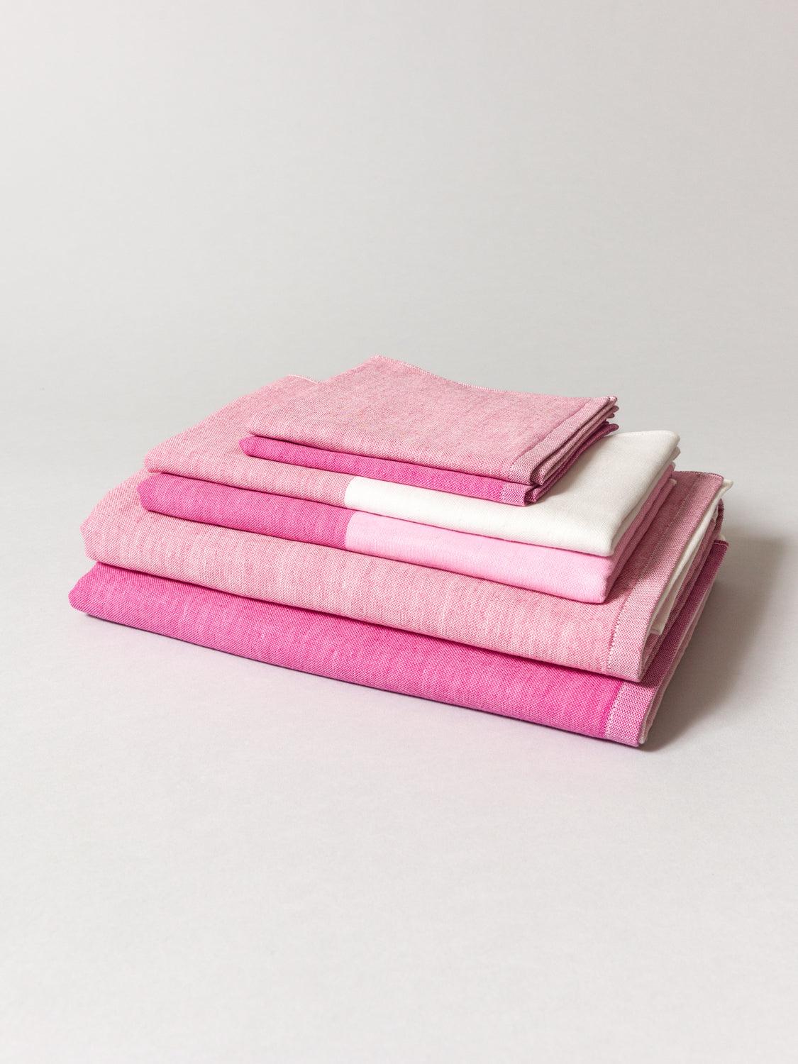 Two Tone Chambray Towel - Pink