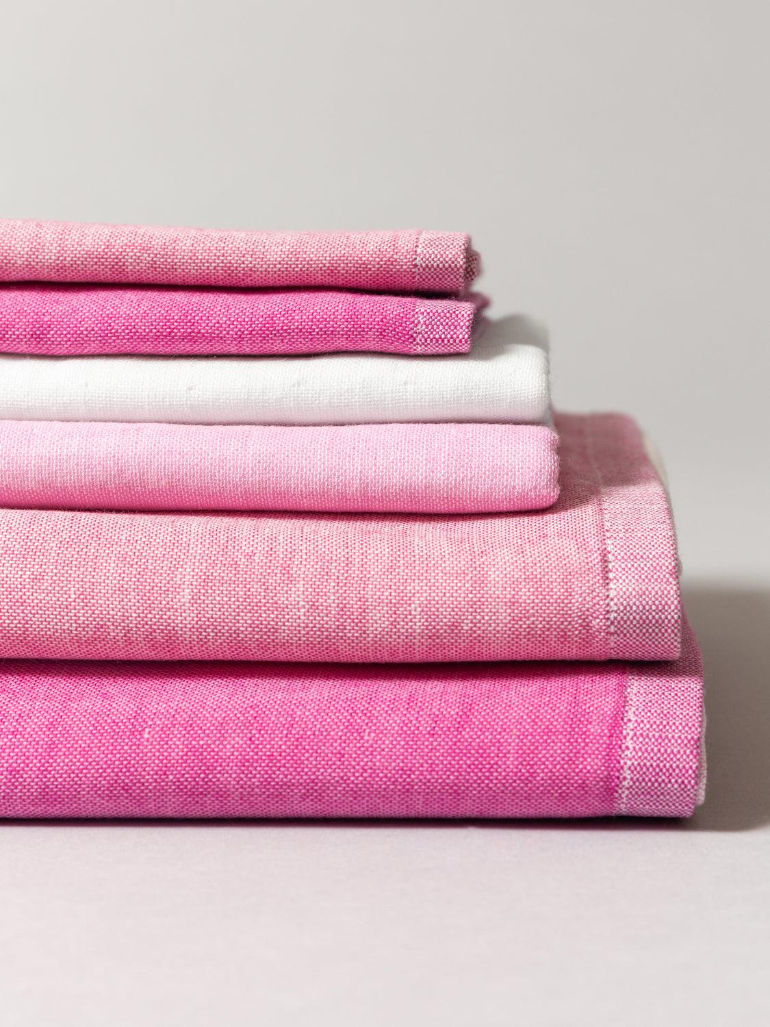 Two Tone Chambray Towel - Pink