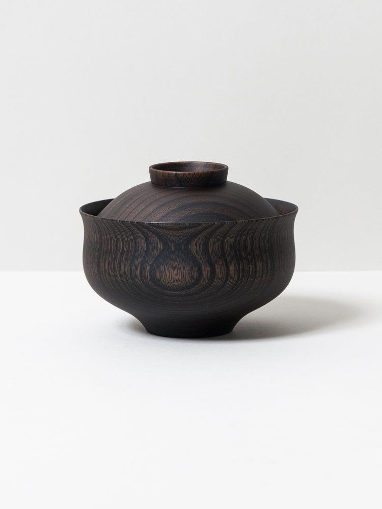 Tsumugi Wooden Bowl with Lid - Chidori (Black)