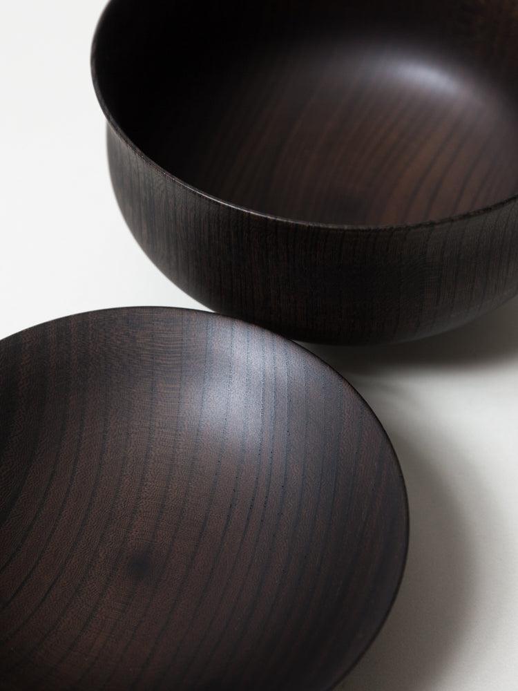 Tsumugi Wooden Bowl with Lid - Chidori (Black)