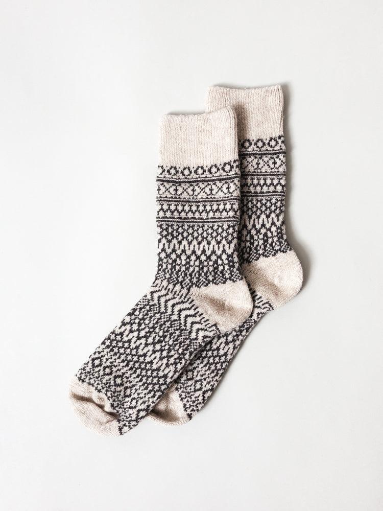 Wool Jacquard Socks, Oatmeal