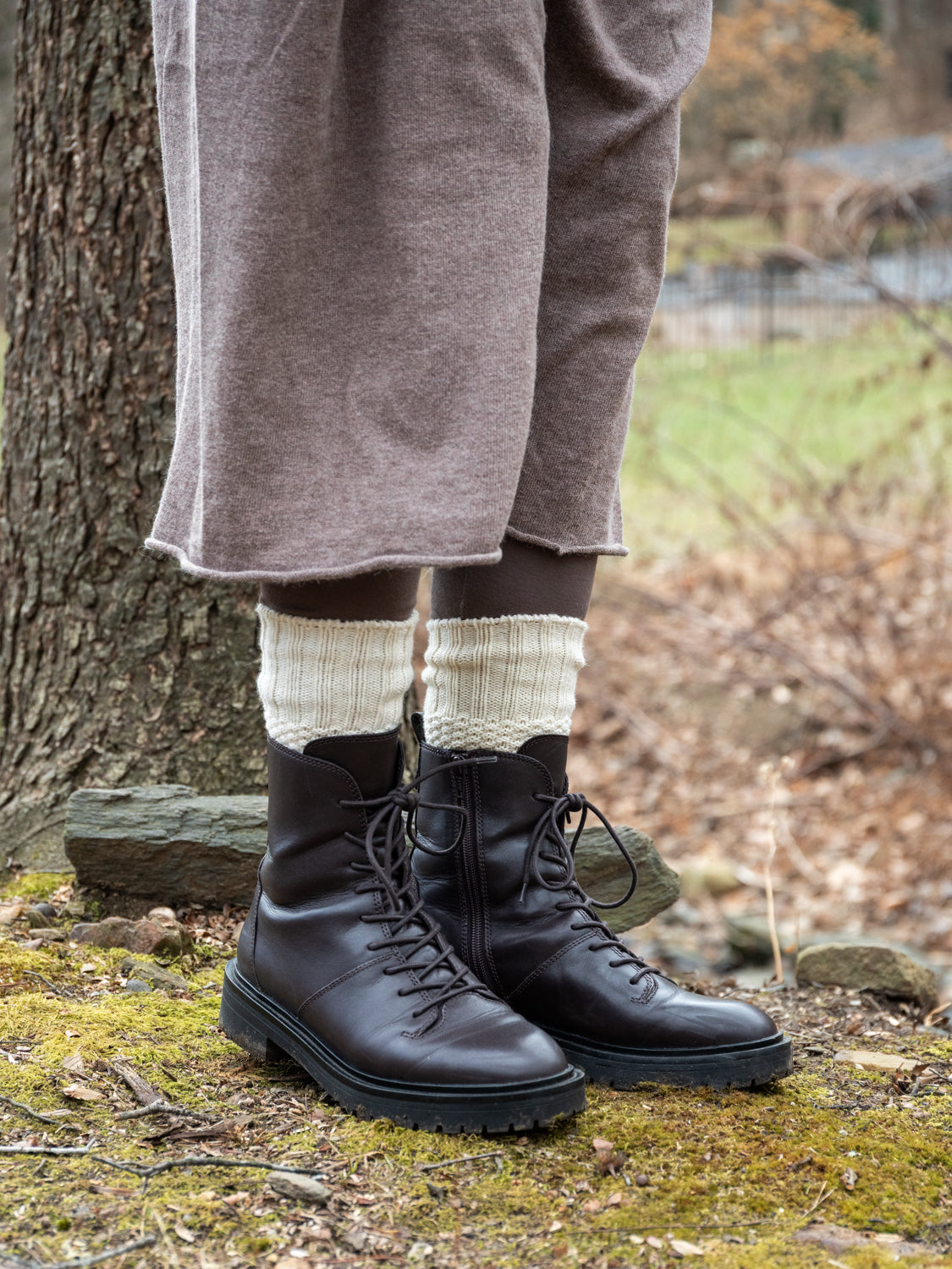 Wool Cotton Boots Socks, Ivory