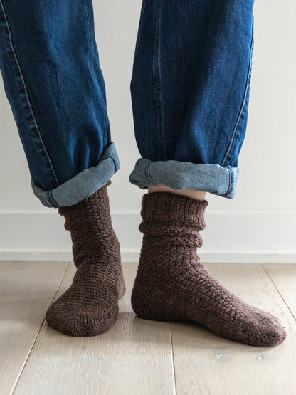 Wool Cotton Boots Socks, Brown