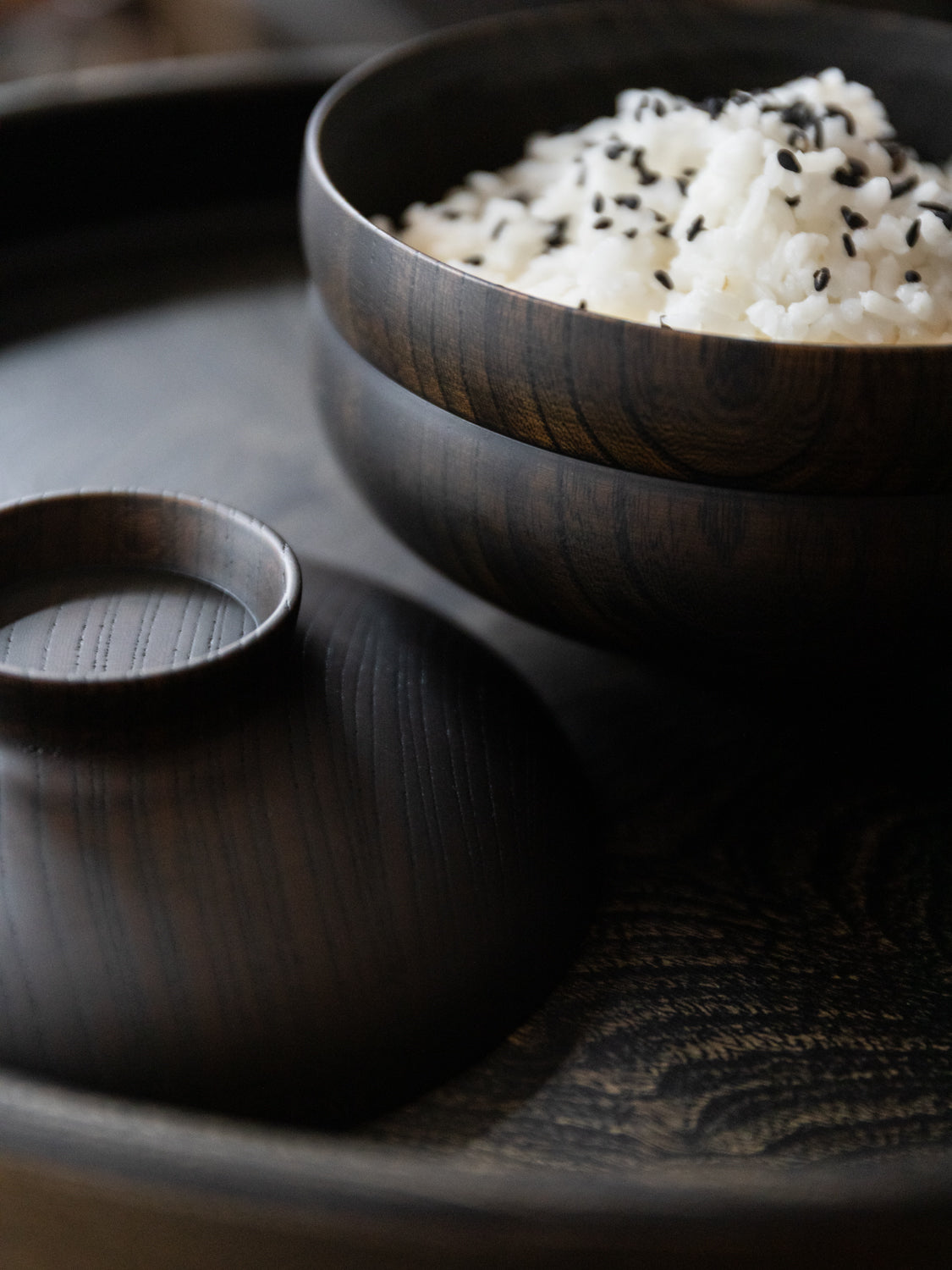 Tsumugi Wooden Bowl with Lid - Gunbai (Black)