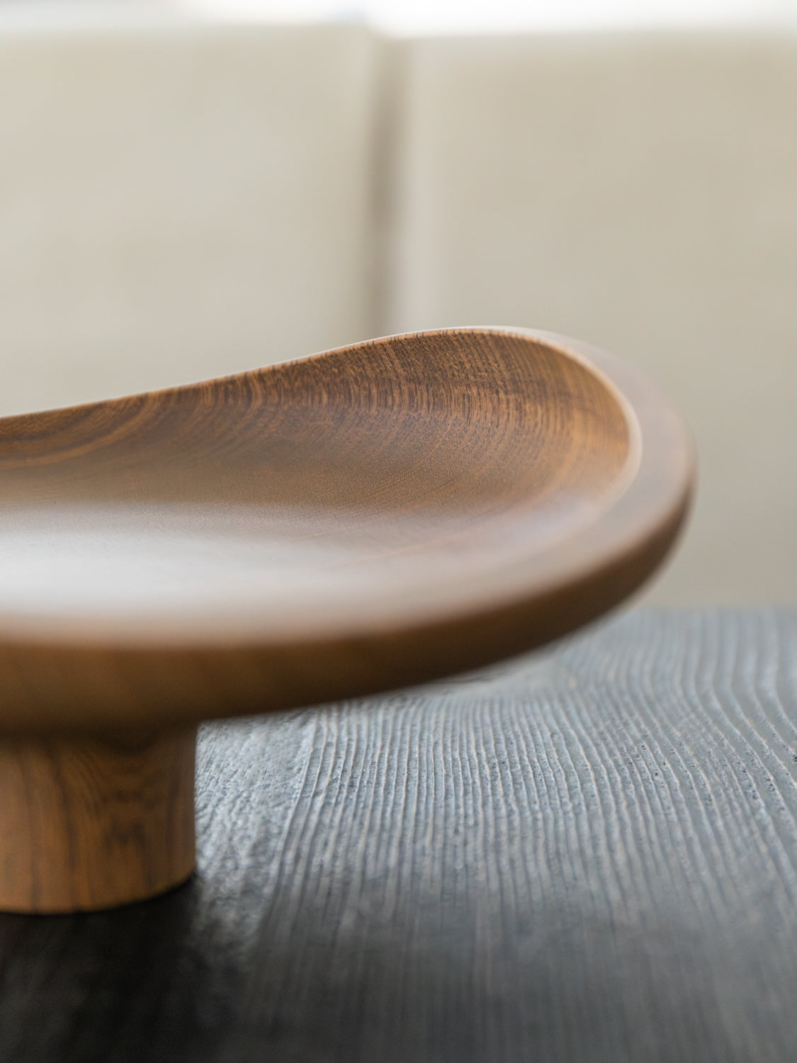 AEKA Object Footed Flat Bowl, Smoky Grey