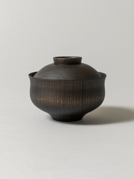 Tsumugi Wooden Bowl with Lid - Chidori (Black)