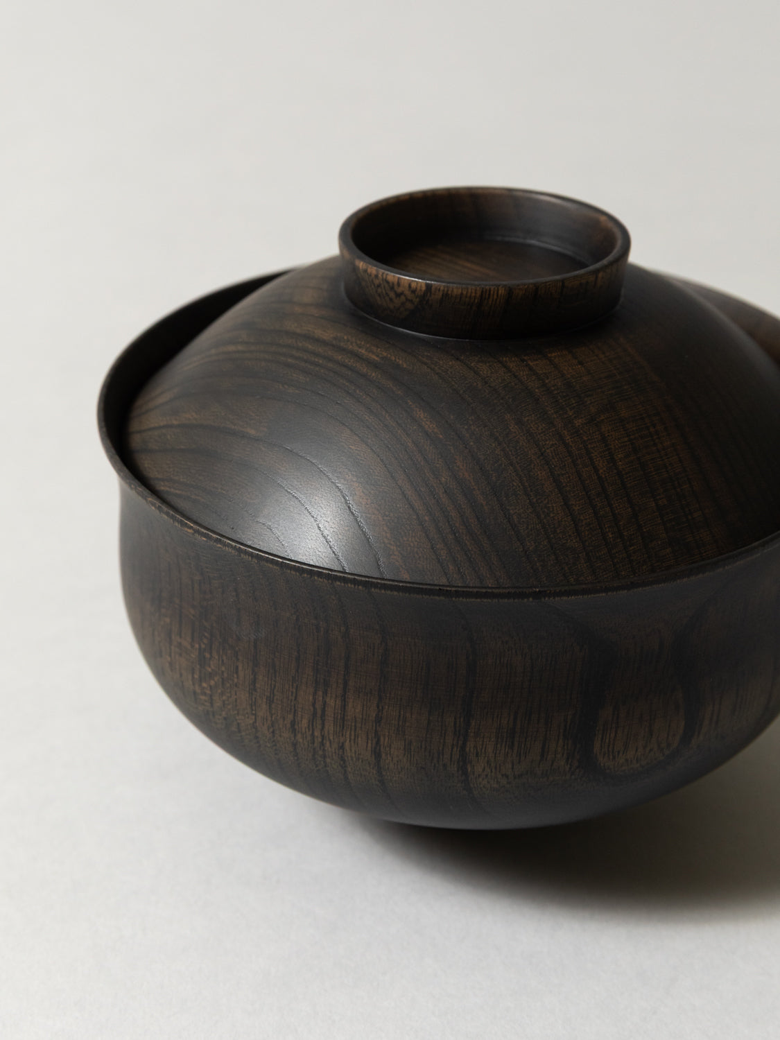 Tsumugi Wooden Bowl with Lid - Chidori (Black)