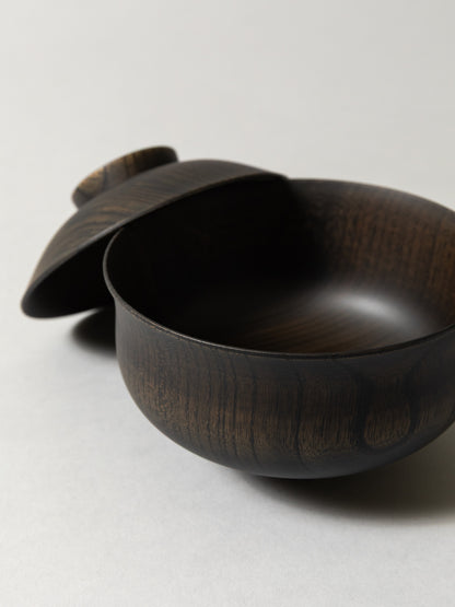 Tsumugi Wooden Bowl with Lid - Chidori (Black)