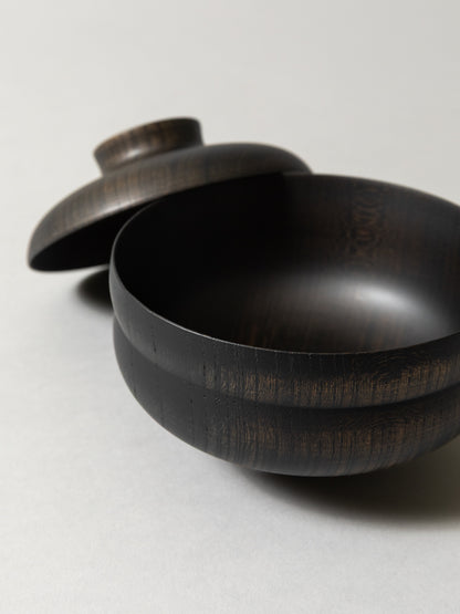 Tsumugi Wooden Bowl with Lid - Gunbai (Black)