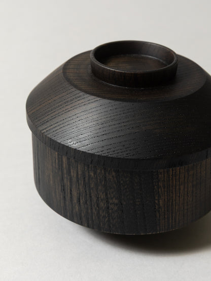 Tsumugi Wooden Bowl with Lid - Mentsuu (Black)