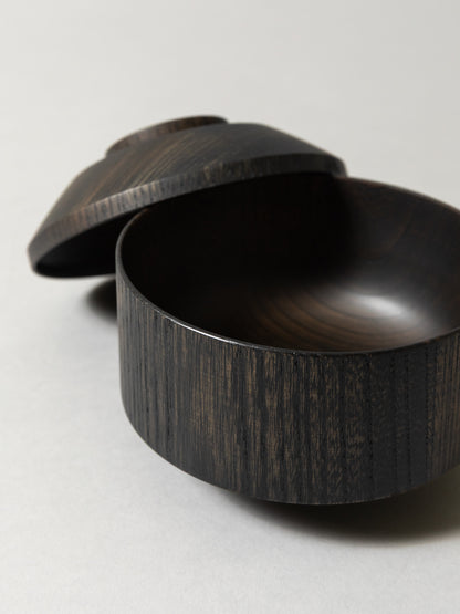 Tsumugi Wooden Bowl with Lid - Mentsuu (Black)