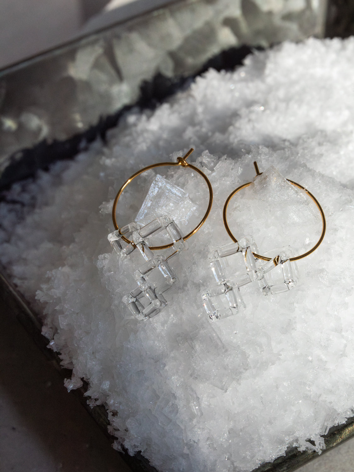 Glass Hoop Earrings - Salt