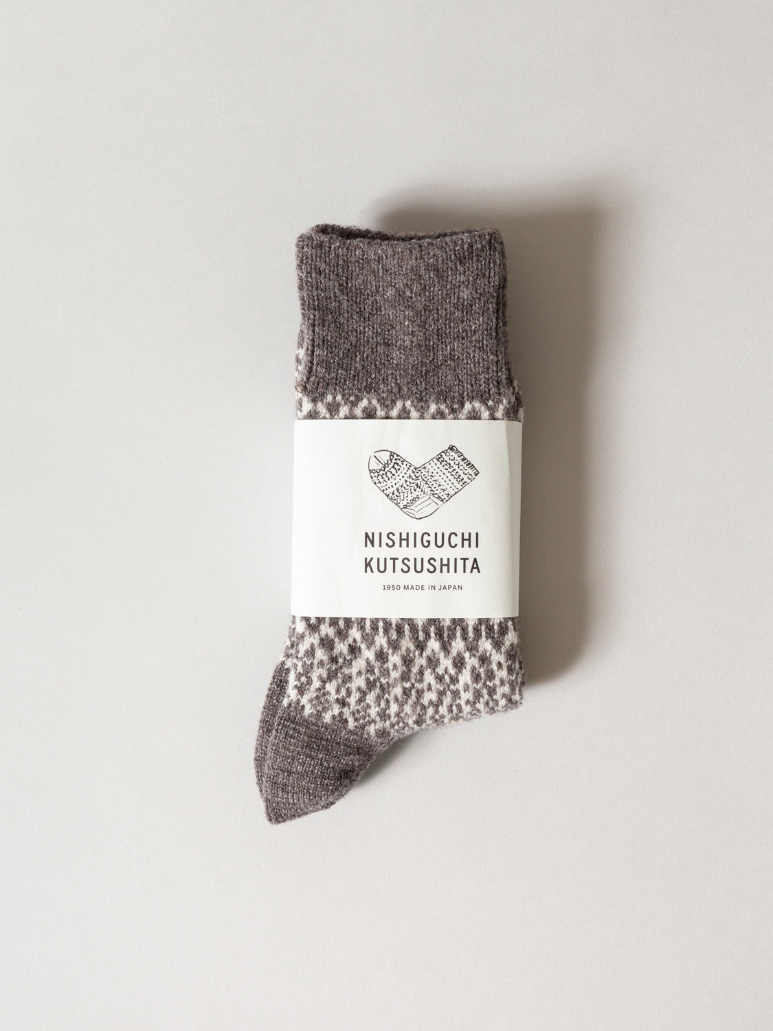 Wool Jacquard Socks, Grey