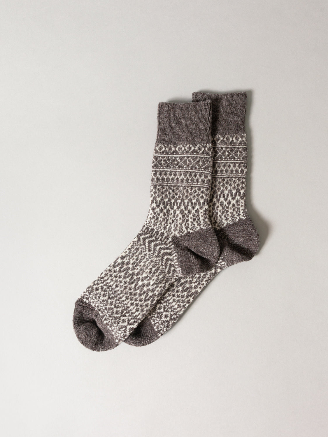 Wool Jacquard Socks, Grey