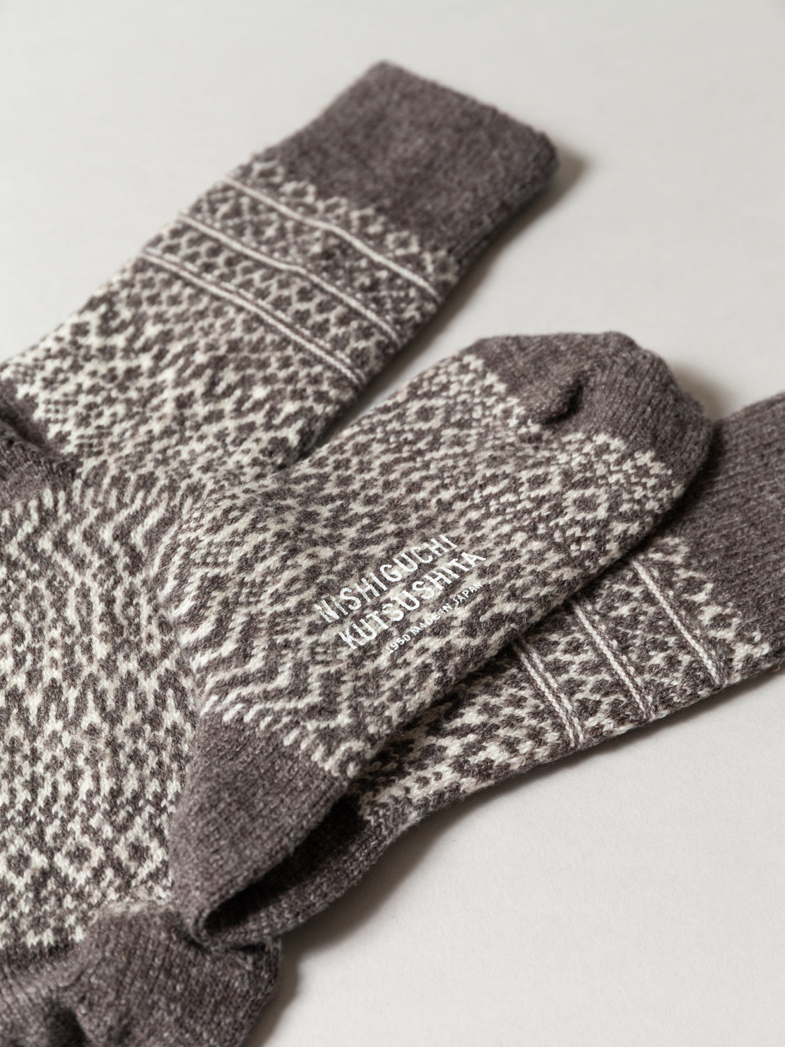 Wool Jacquard Socks, Grey