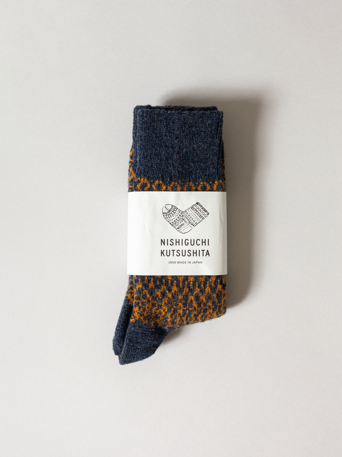 Wool Jacquard Socks, Navy