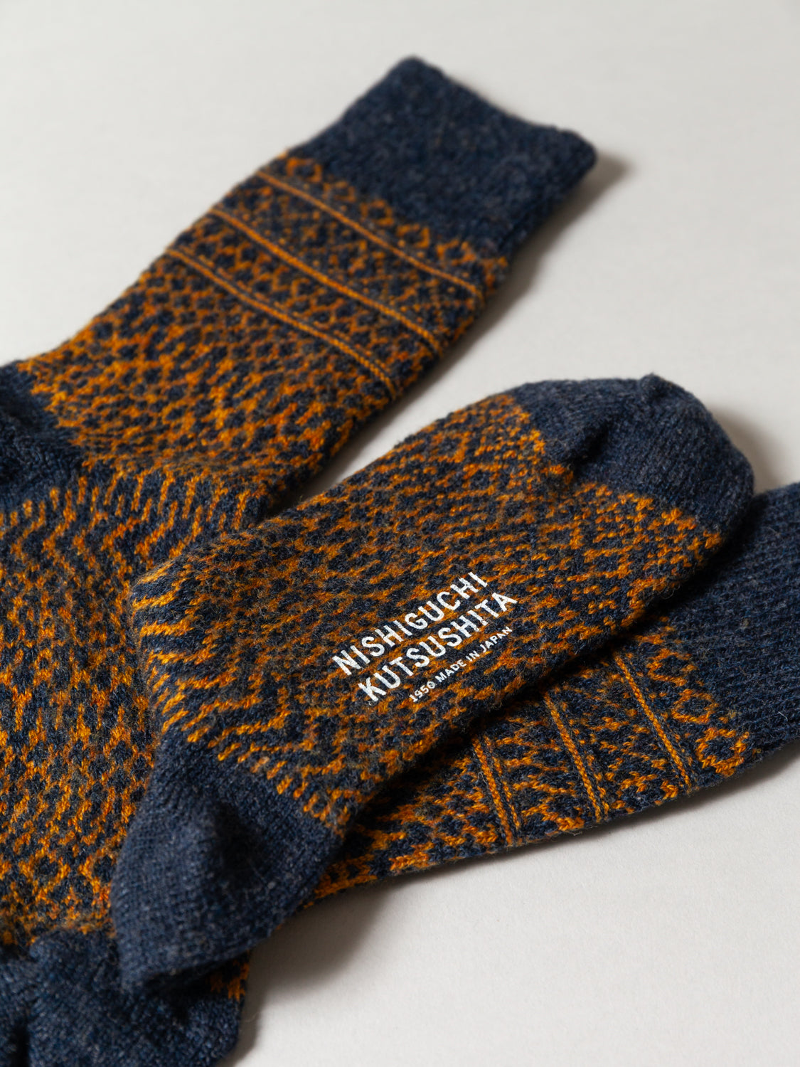 Wool Jacquard Socks, Navy