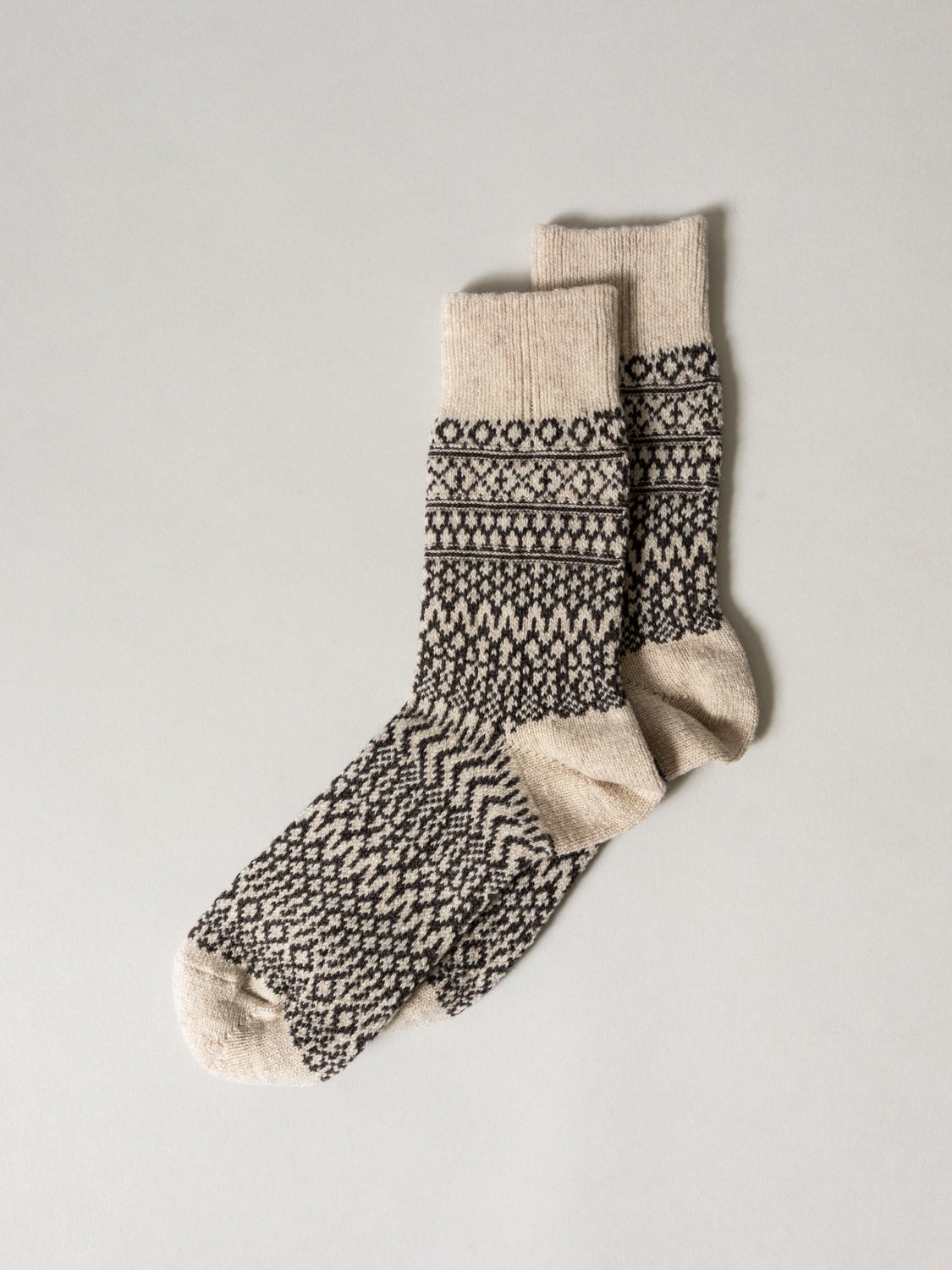 Wool Jacquard Socks, Oatmeal