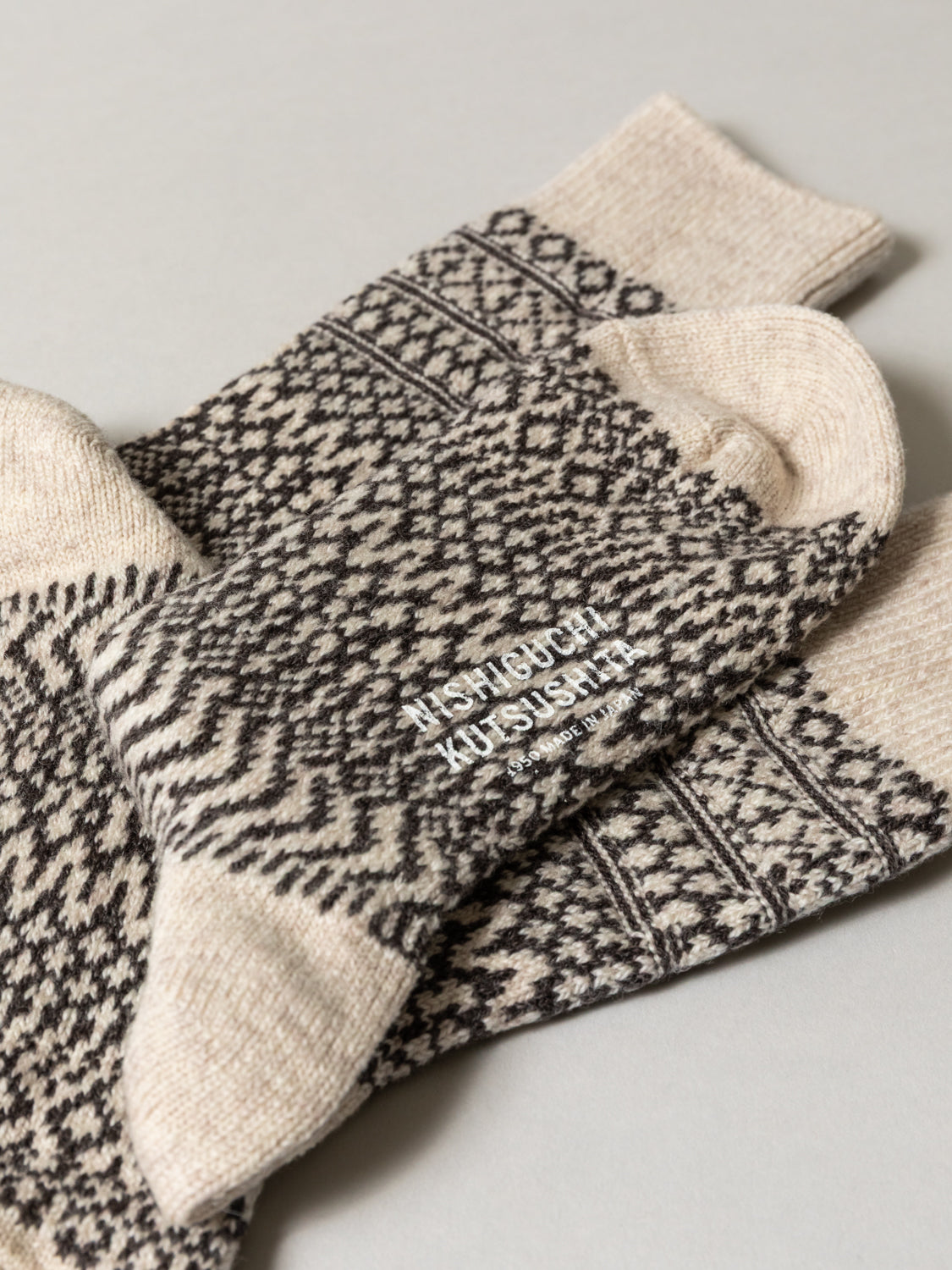 Wool Jacquard Socks, Oatmeal