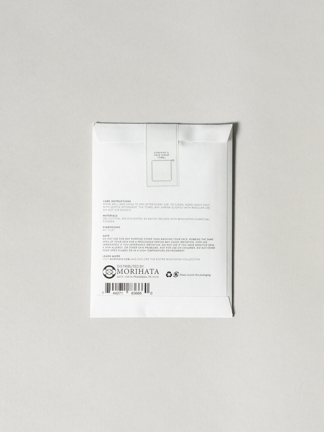 Morihata Binchotan Charcoal Face Scrub Towel