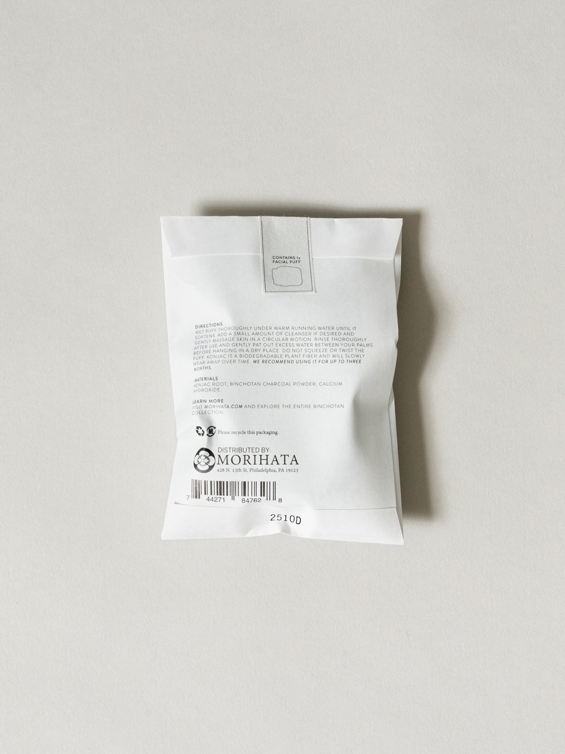 Morihata Binchotan Charcoal Facial Puff