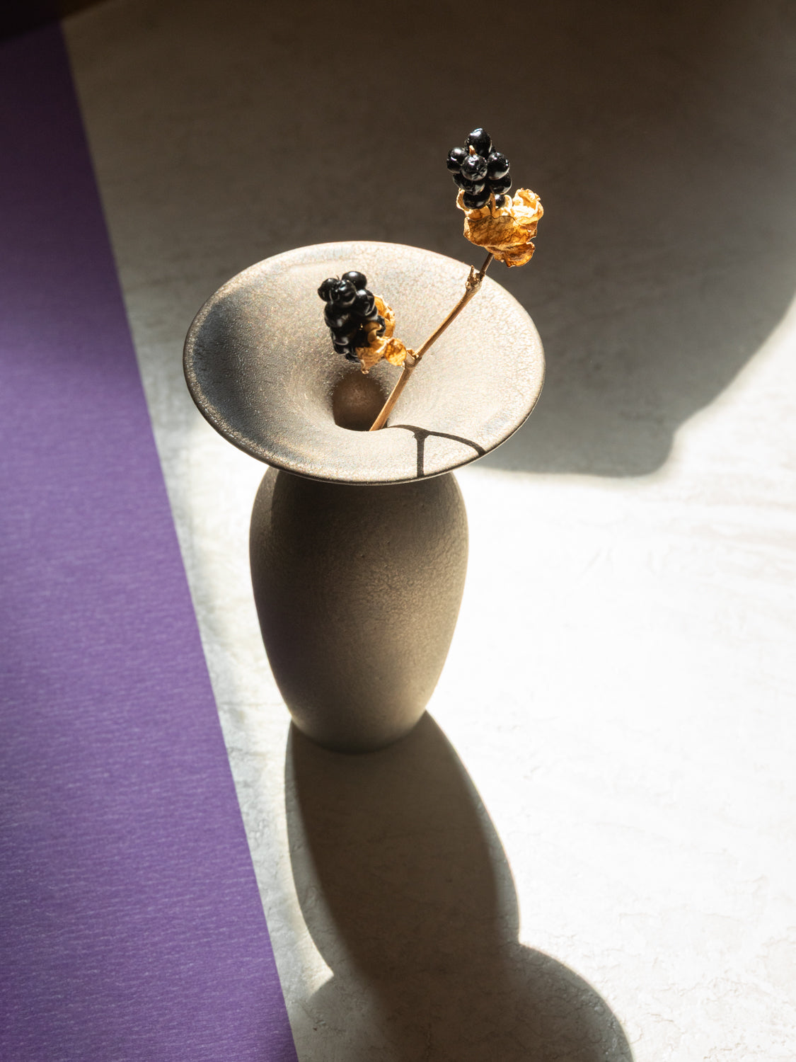 Vase and Dried Flower - Bronze × Blackberry Lily