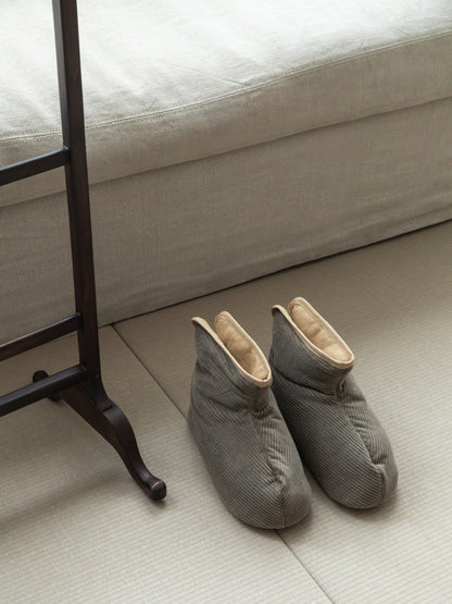 Sasawashi Corduroy Room Boots, Taupe