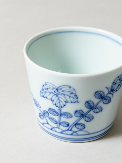 Sometsuke Choko Cup  -  Early Spring Flowers