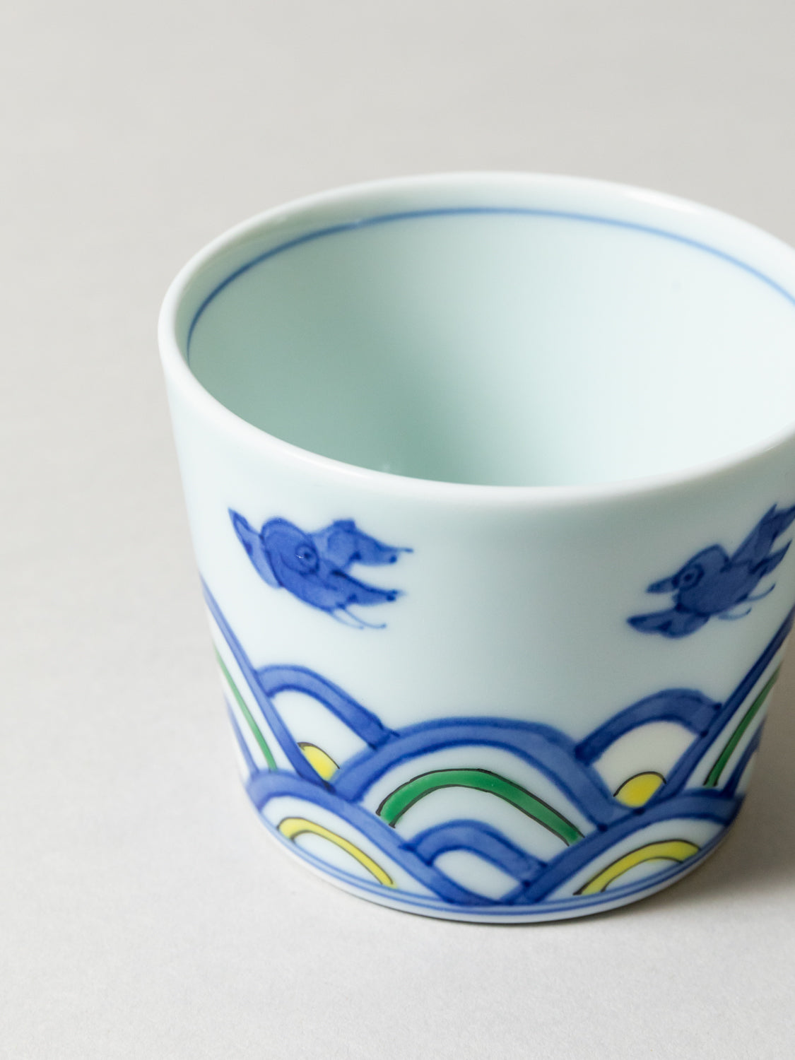 Sometsuke Choko Cup  -  Seigaiha Chidori