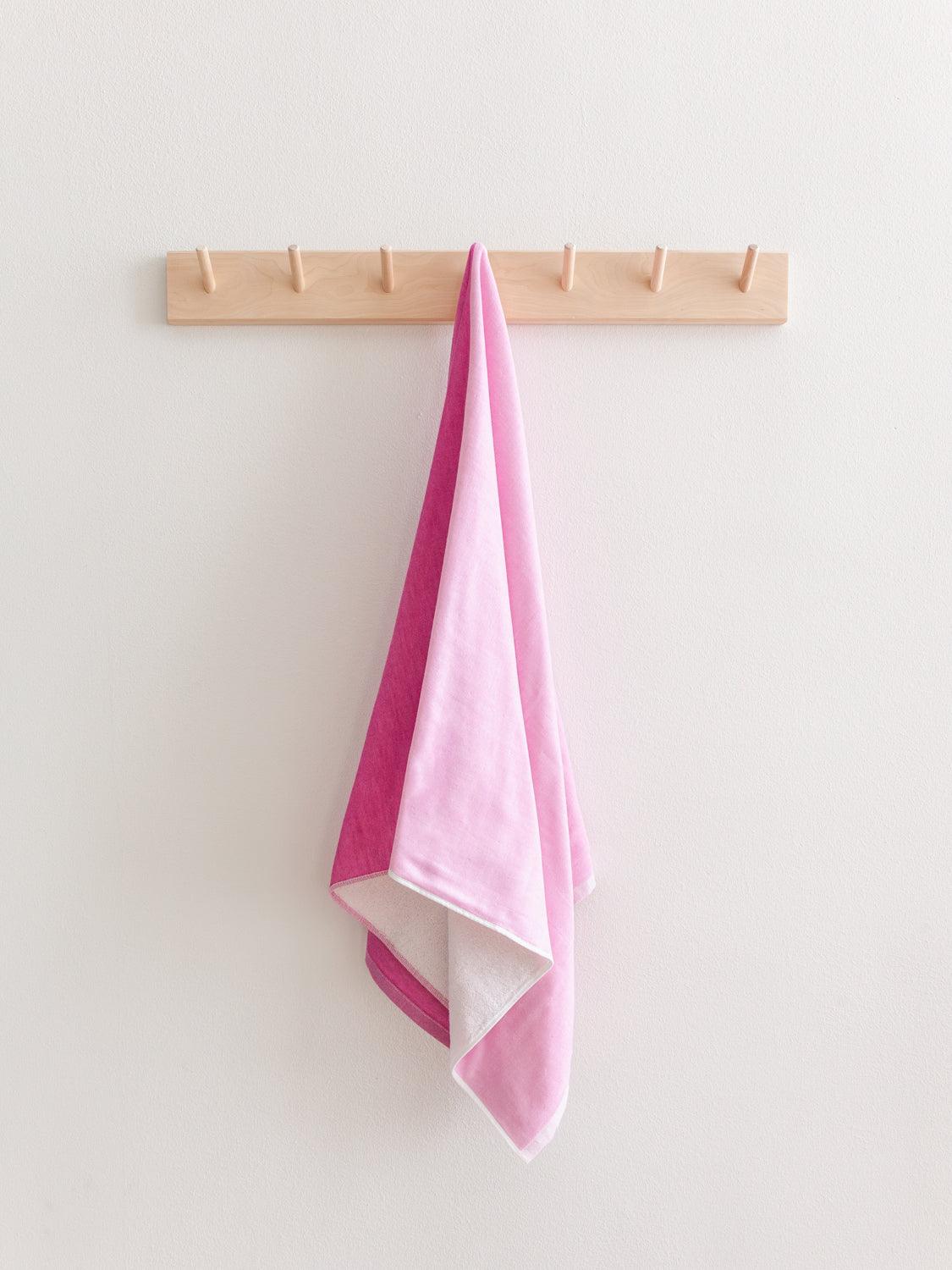 Two Tone Chambray Towel - Pink
