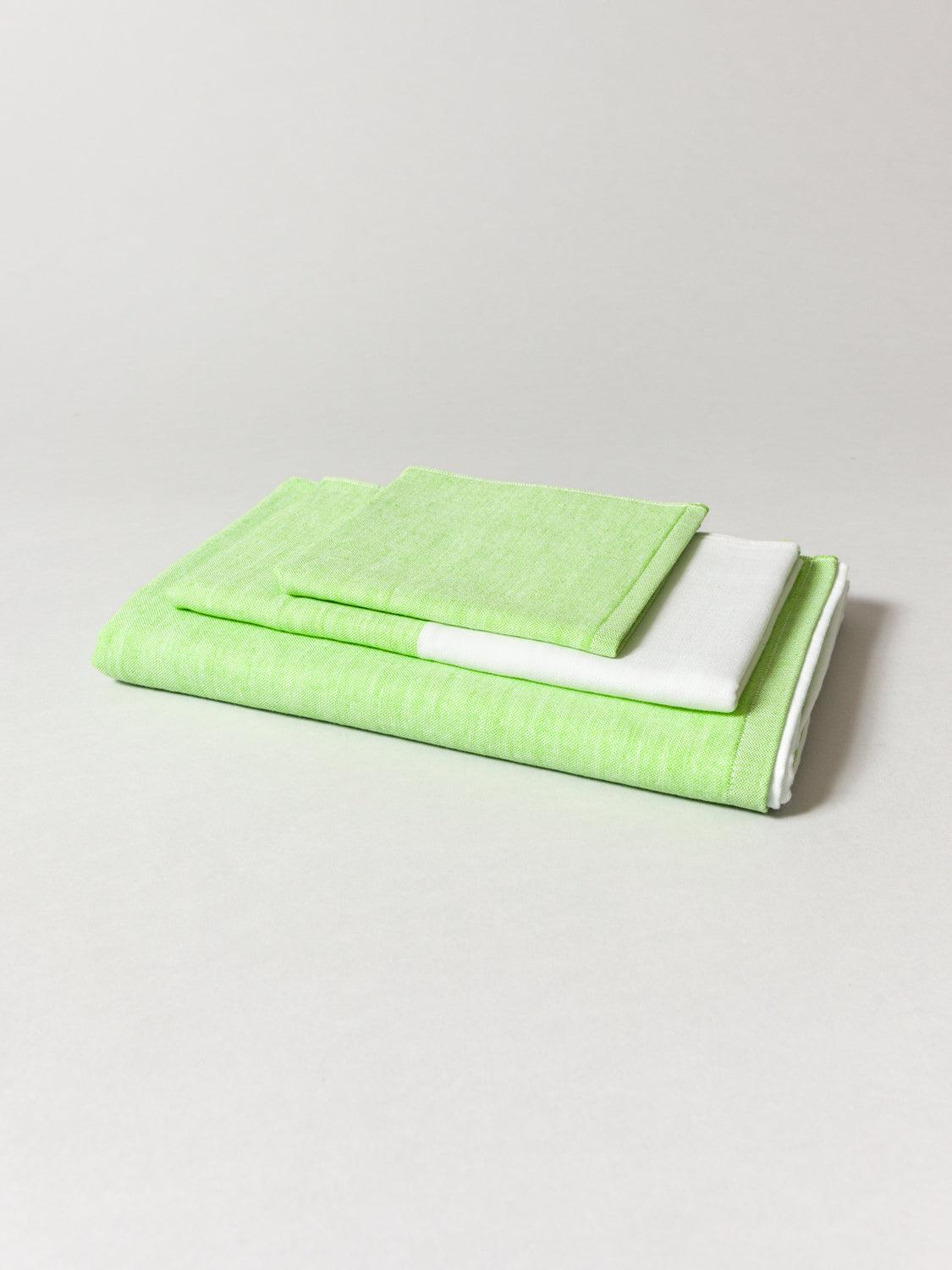Two Tone Chambray Towel - Green