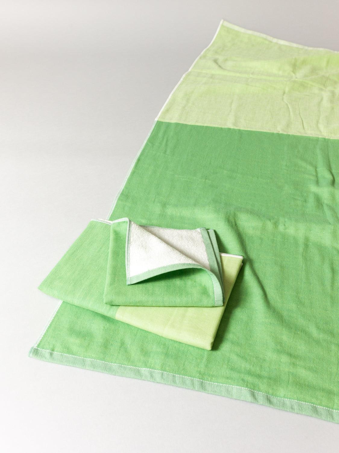 Two Tone Chambray Towel - Green
