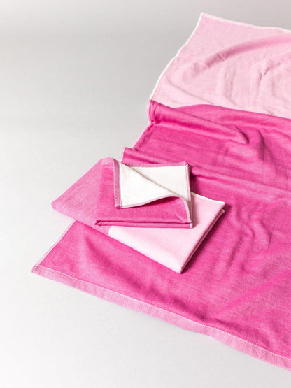Two Tone Chambray Towel - Pink
