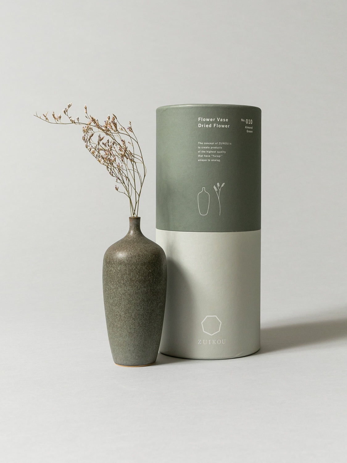 Vase and Dried Flower - Almond Green × Statice