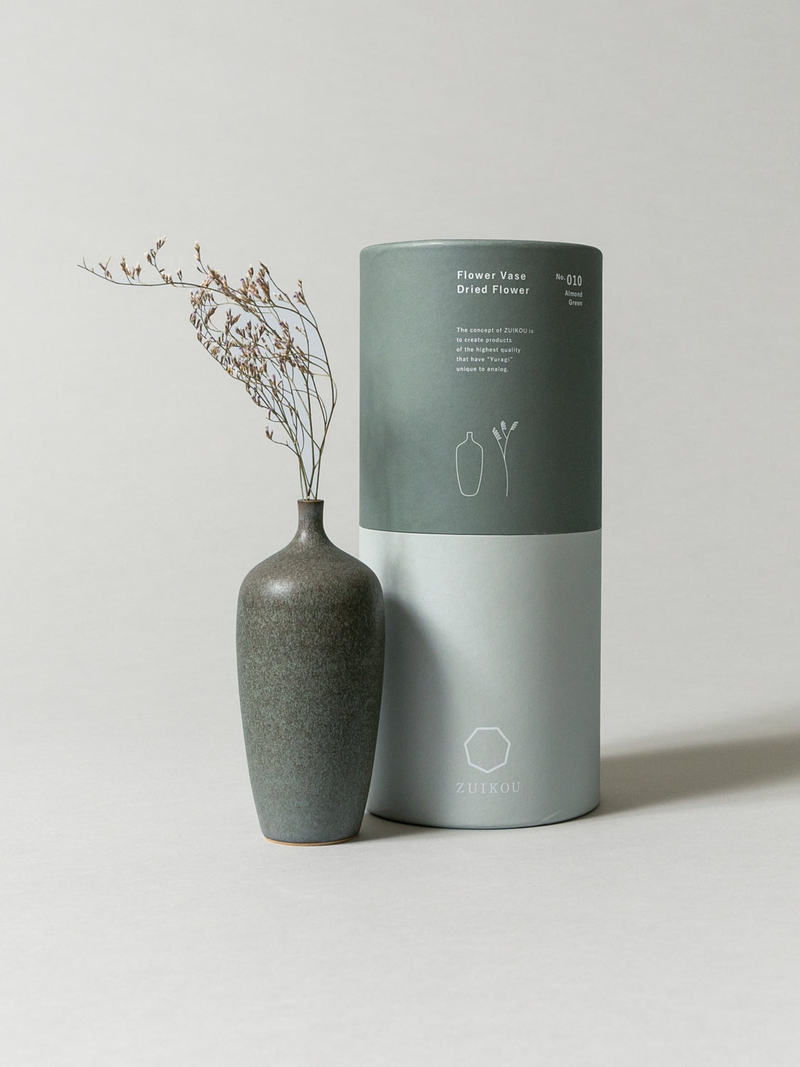 Vase and Dried Flower - Almond Green × Statice