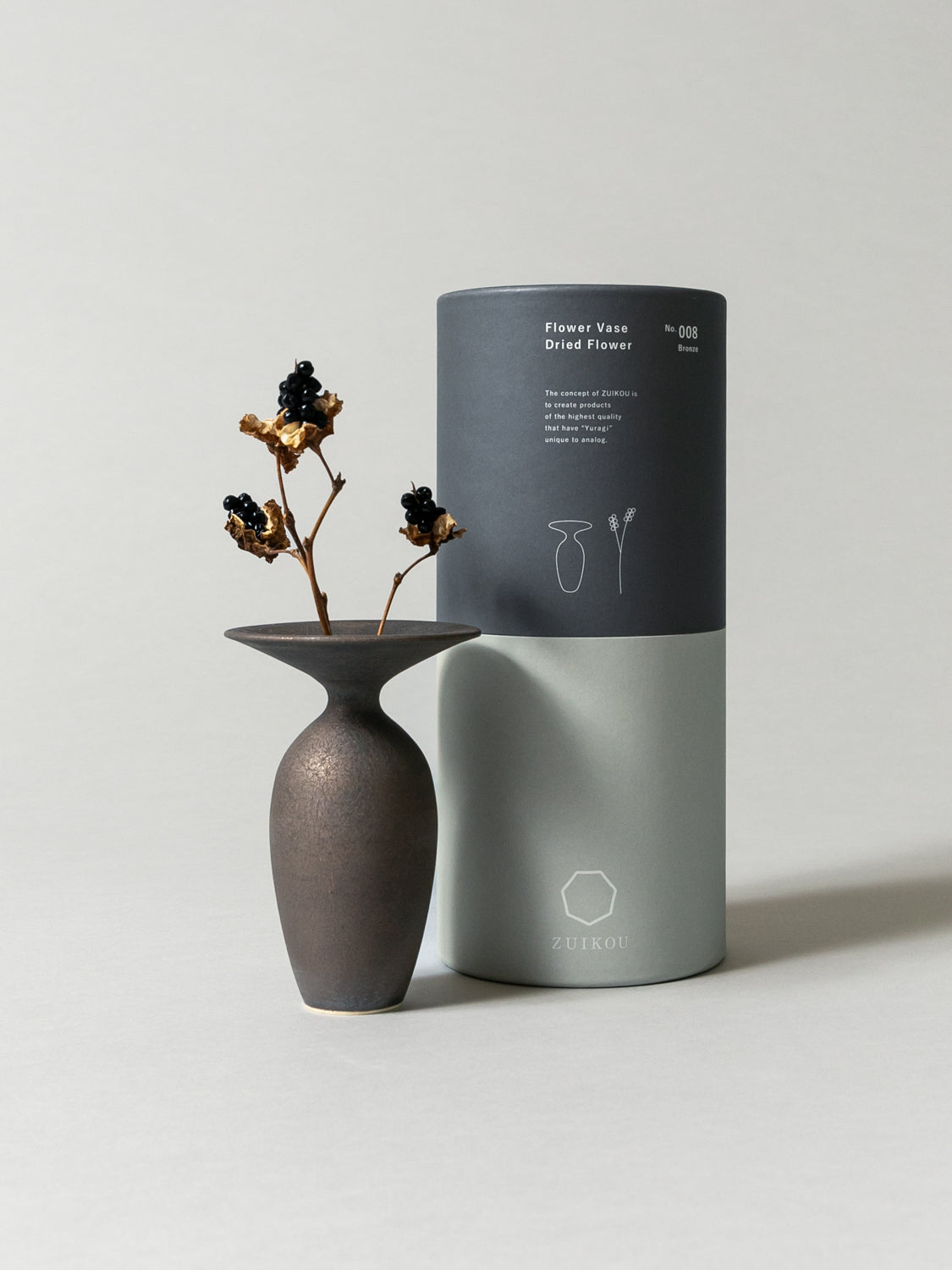 Vase and Dried Flower - Bronze × Blackberry Lily