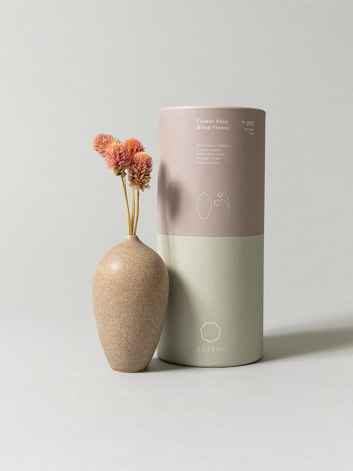 Vase and Dried Flower -  Stardust Gray × Globe Amaranth