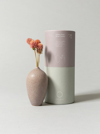 Vase and Dried Flower -  Stardust Gray × Globe Amaranth