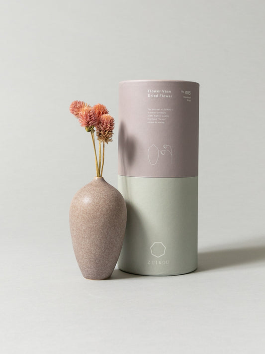 Vase and Dried Flower -  Stardust Gray × Globe Amaranth