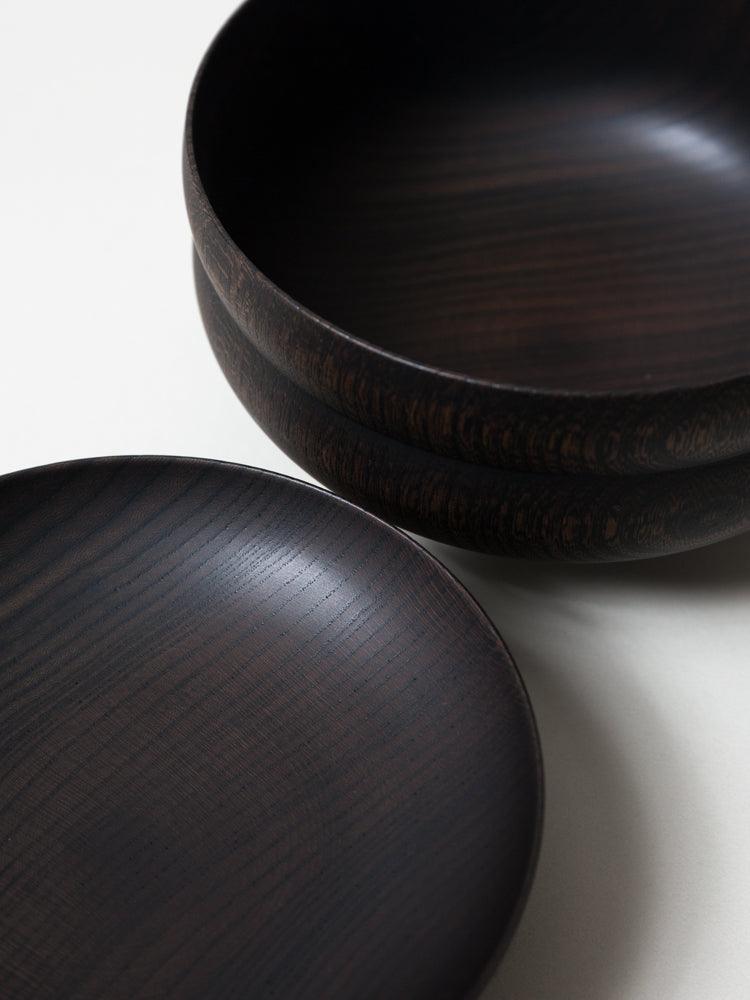 Tsumugi Wooden Bowl with Lid - Gunbai (Black)