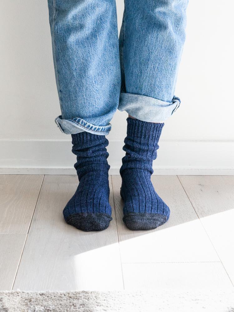 Recycled Cotton Ribbed Socks Denim
