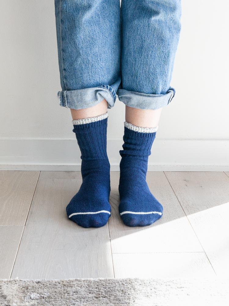 Silk Cotton Socks, Blue
