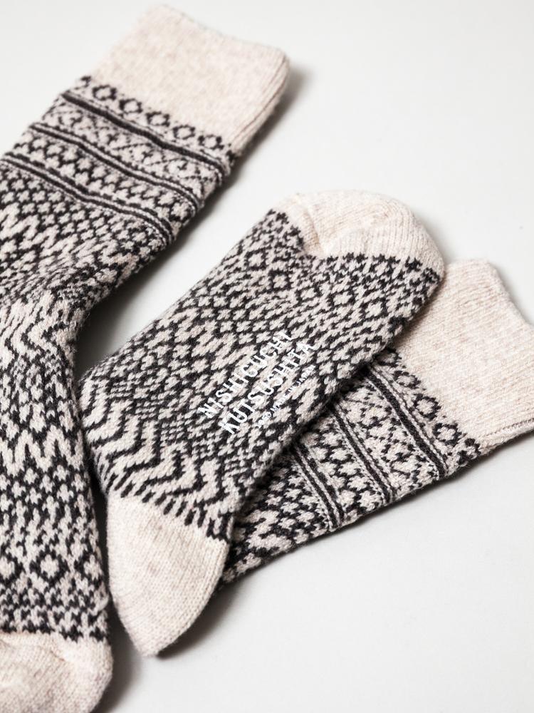Wool Jacquard Socks, Oatmeal